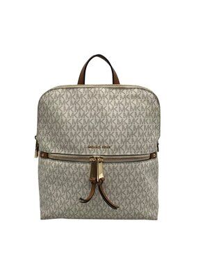 Michael Kors Vanilla Monogram Canvas Rhea Slim Backpack